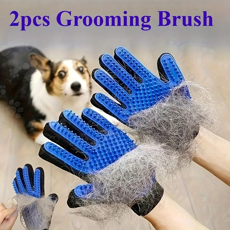 Midello Gentle Pet Grooming Gloves — 2-in-1 silicone grooming and de-shedding glove set for dogs and cats