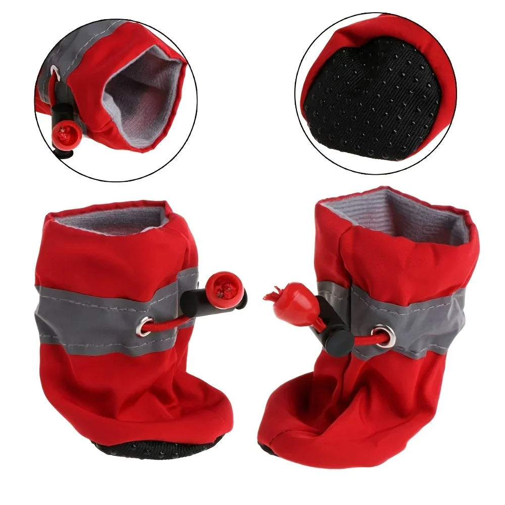 Midello dog rain boots in blue — set of four waterproof paw protectors