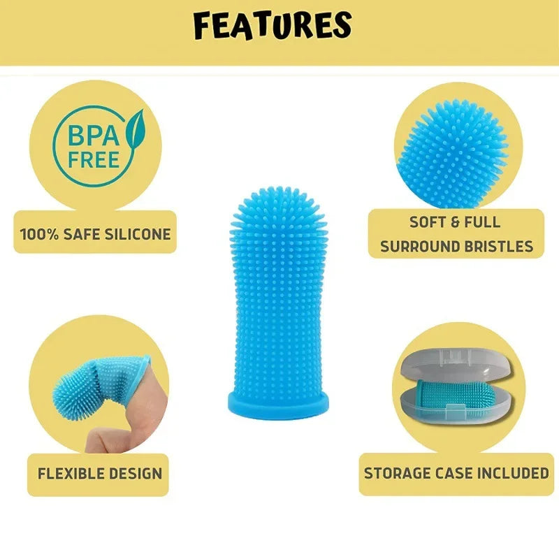 Midello dog and cat finger toothbrush set — colour variants in package