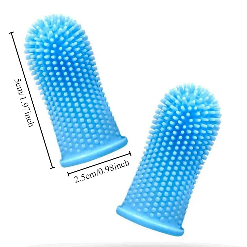 Midello Gentle Paws dental brush shown on a finger ready for use