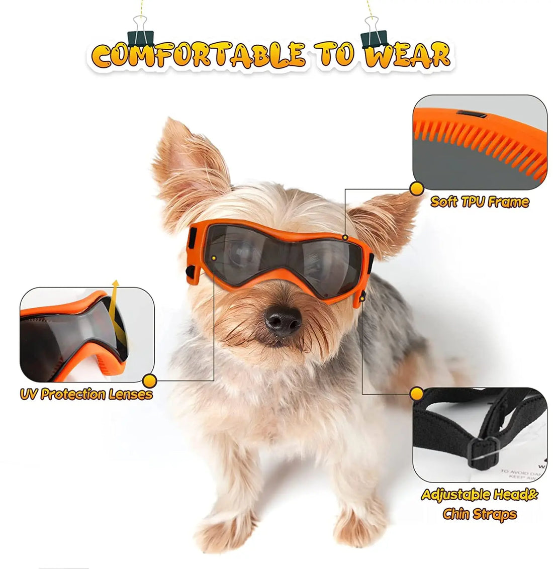 Midello Chic Pup UV dog goggles with adjustable strap — outdoor eye protection for dogs