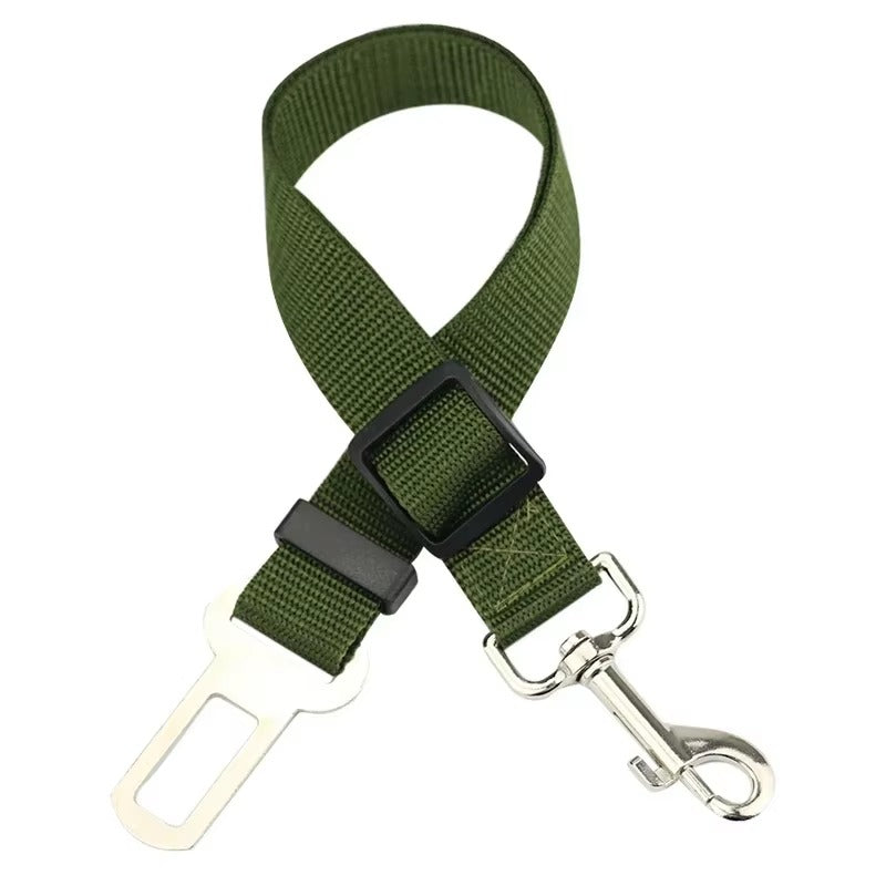 Midello Safe Ride dog car seat belt in army green — 32cm adjustable safety harness for cars
