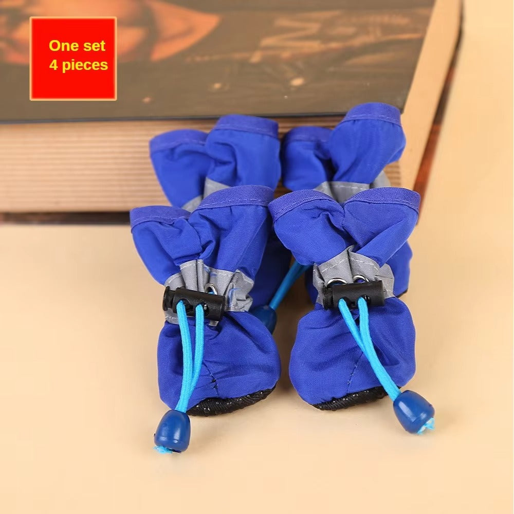 Midello small dog rain boots shown in packaging — set of four