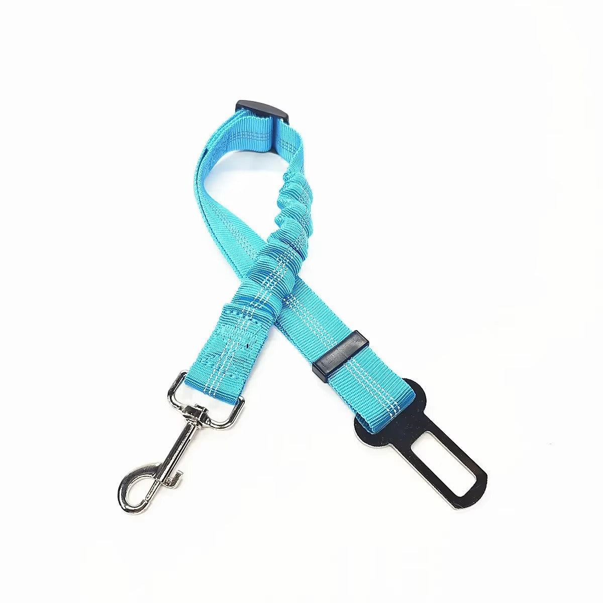 Midello Safe Ride dog car seat belt in sky blue — 46cm long elastic safety harness for cars